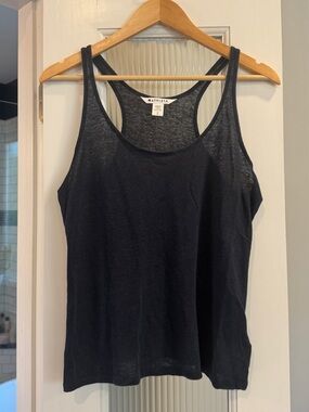 Athleta Navy Linen Blend Racerback Tank Top Size S